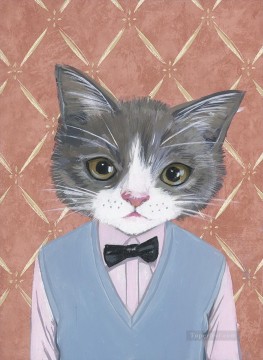 Morris Un chat dans les vêtements Peinture à l'huile
